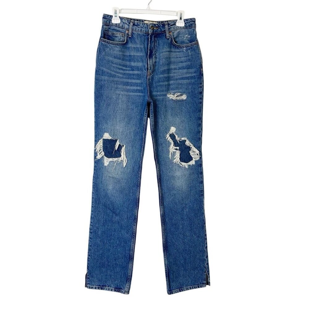 Free People Patchwork Straight Jeans Womens Size 29 High Rise‎ We The Free
